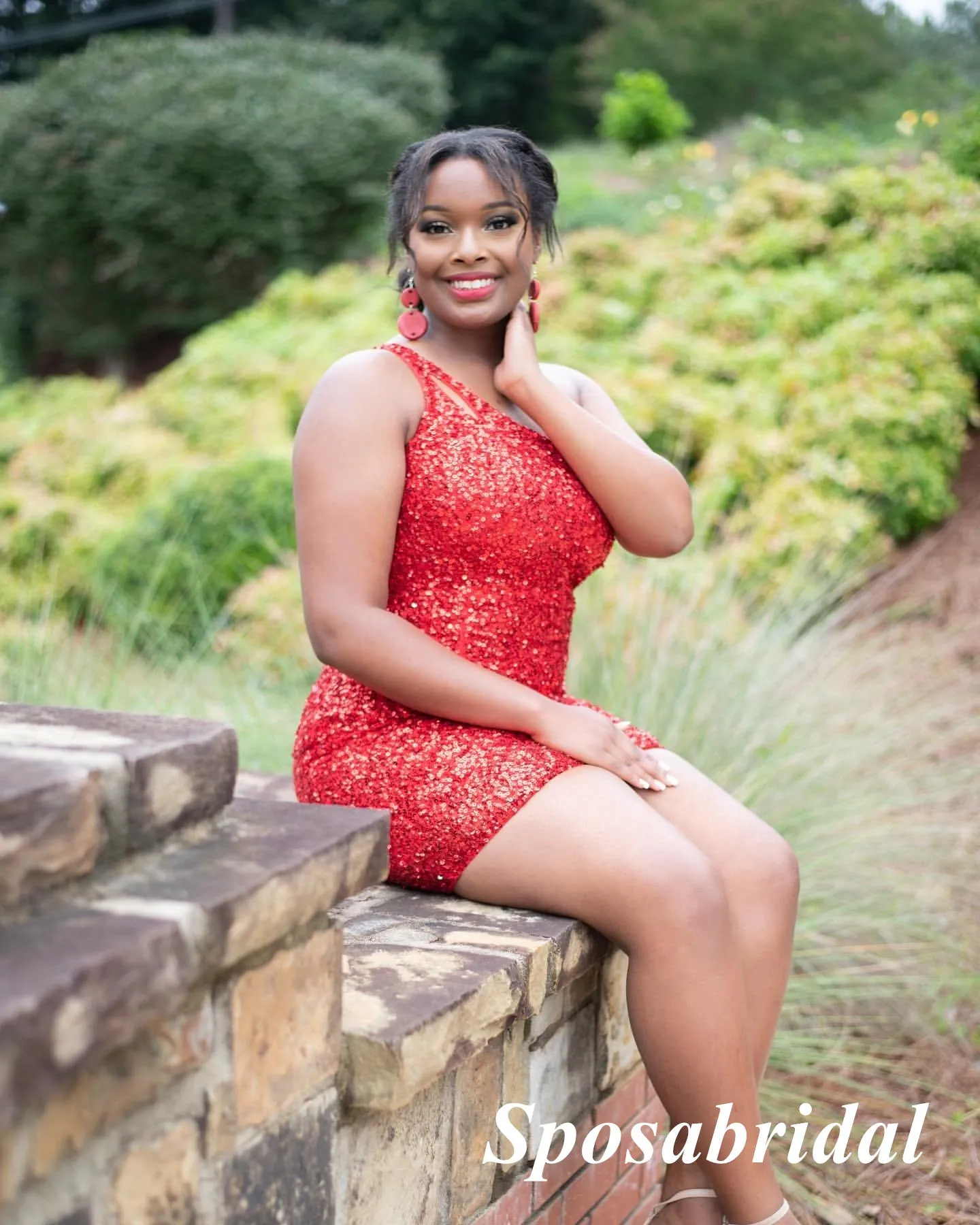 Sexy Red Sequin One Shoulder Sleeveless Sheath Mini Dresses/ Homecoming Dresses, PD3602