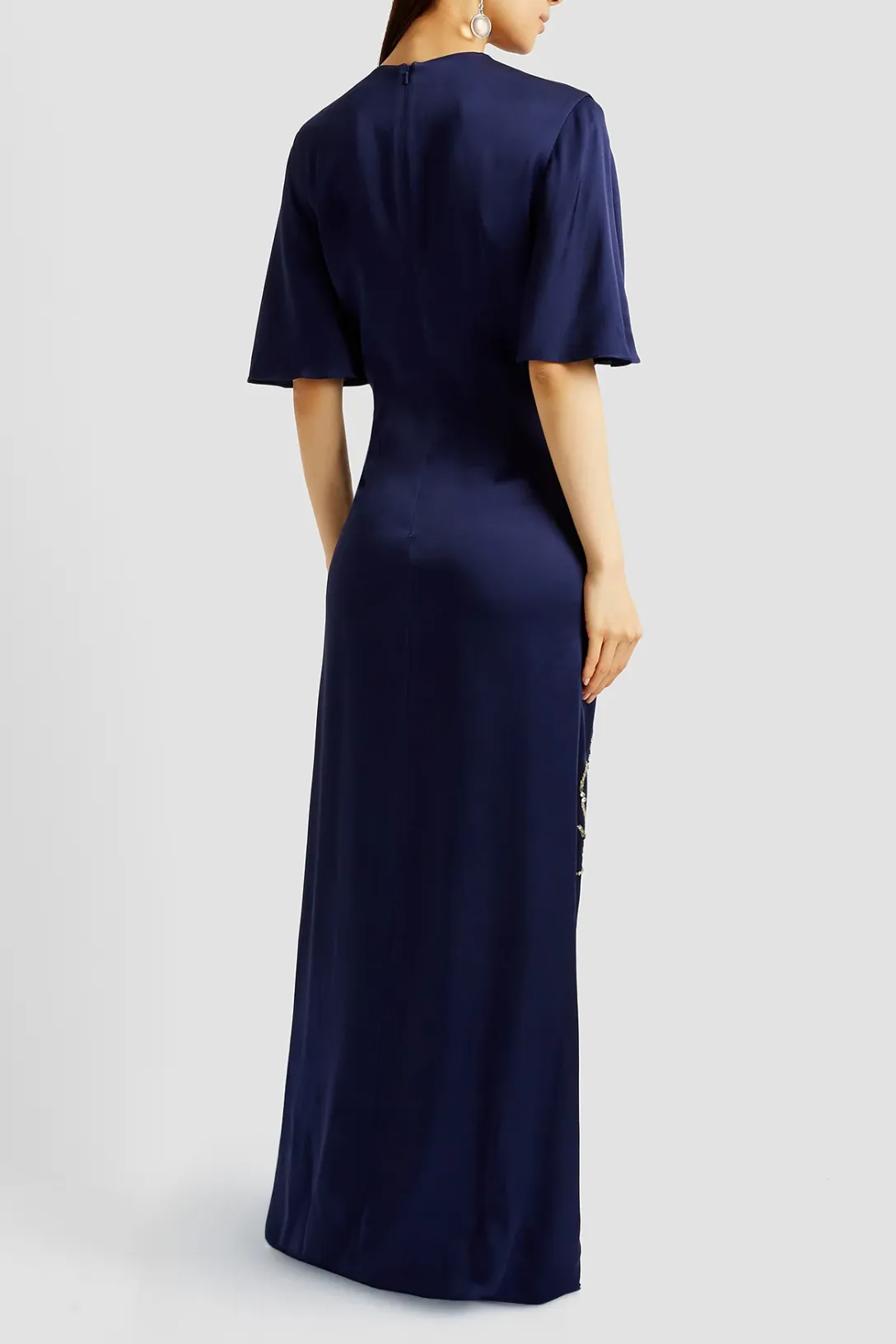 Short Sleeve Drape Gown | Navy