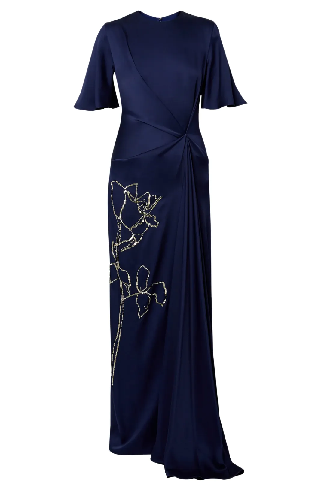 Short Sleeve Drape Gown | Navy