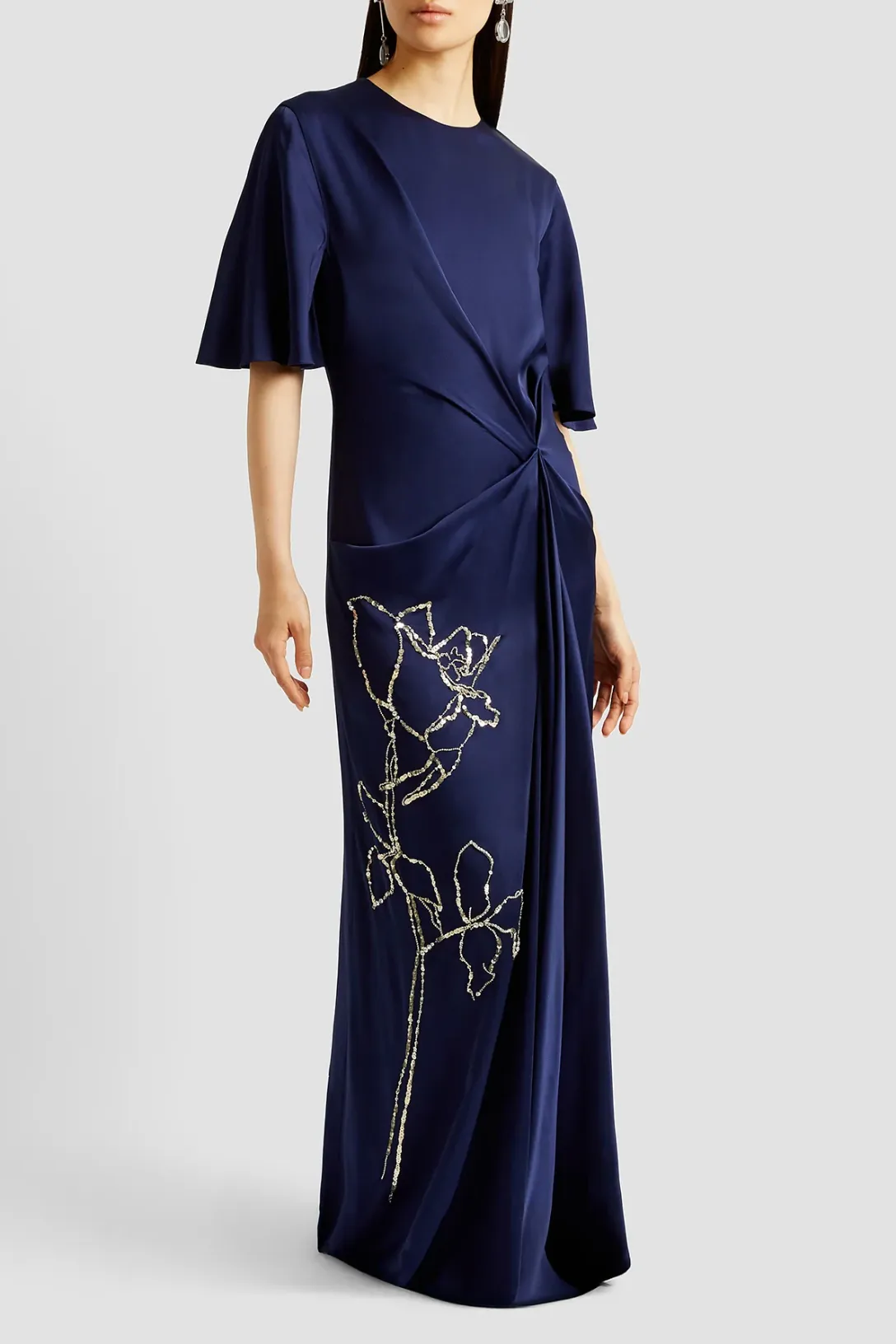 Short Sleeve Drape Gown | Navy