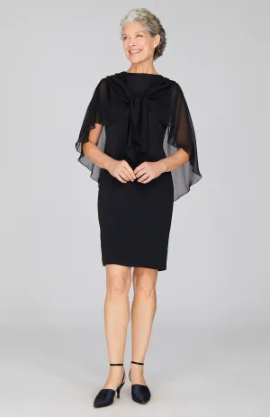 Silk Dress w/Attached Chiffon Capelet