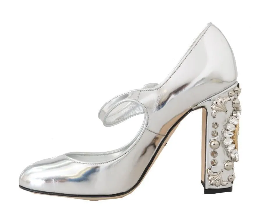 Silver Leather Crystal Clock Shoes