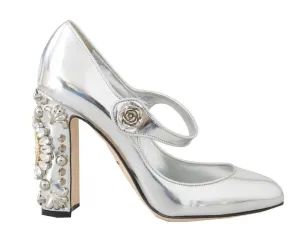 Silver Leather Crystal Clock Shoes