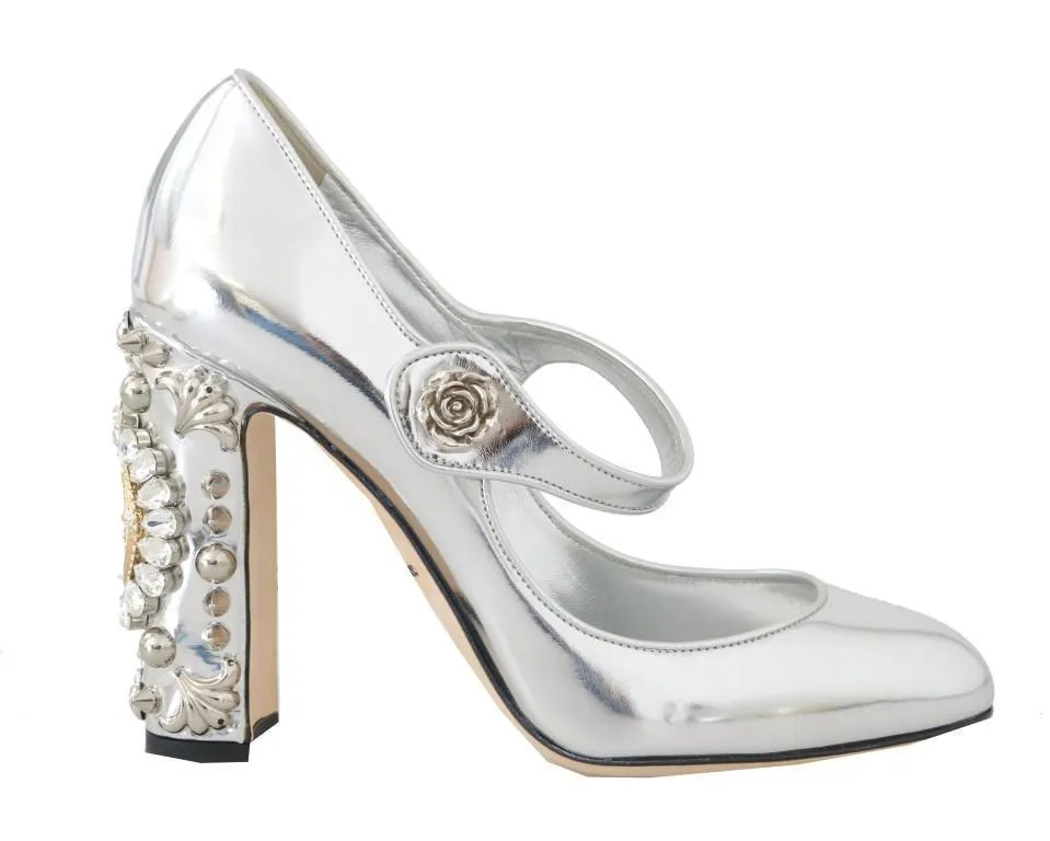 Silver Leather Crystal Clock Shoes