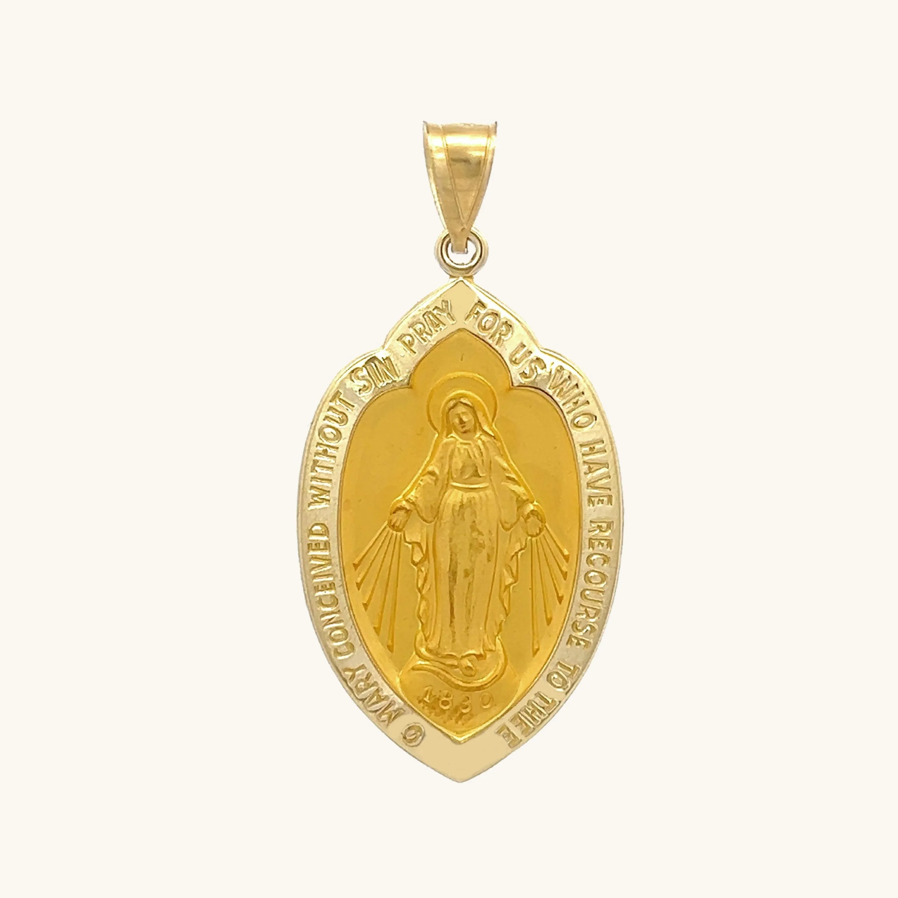 SOLID 14K YELLOW GOLD MIRACULOUS MEDAL | SHIELD