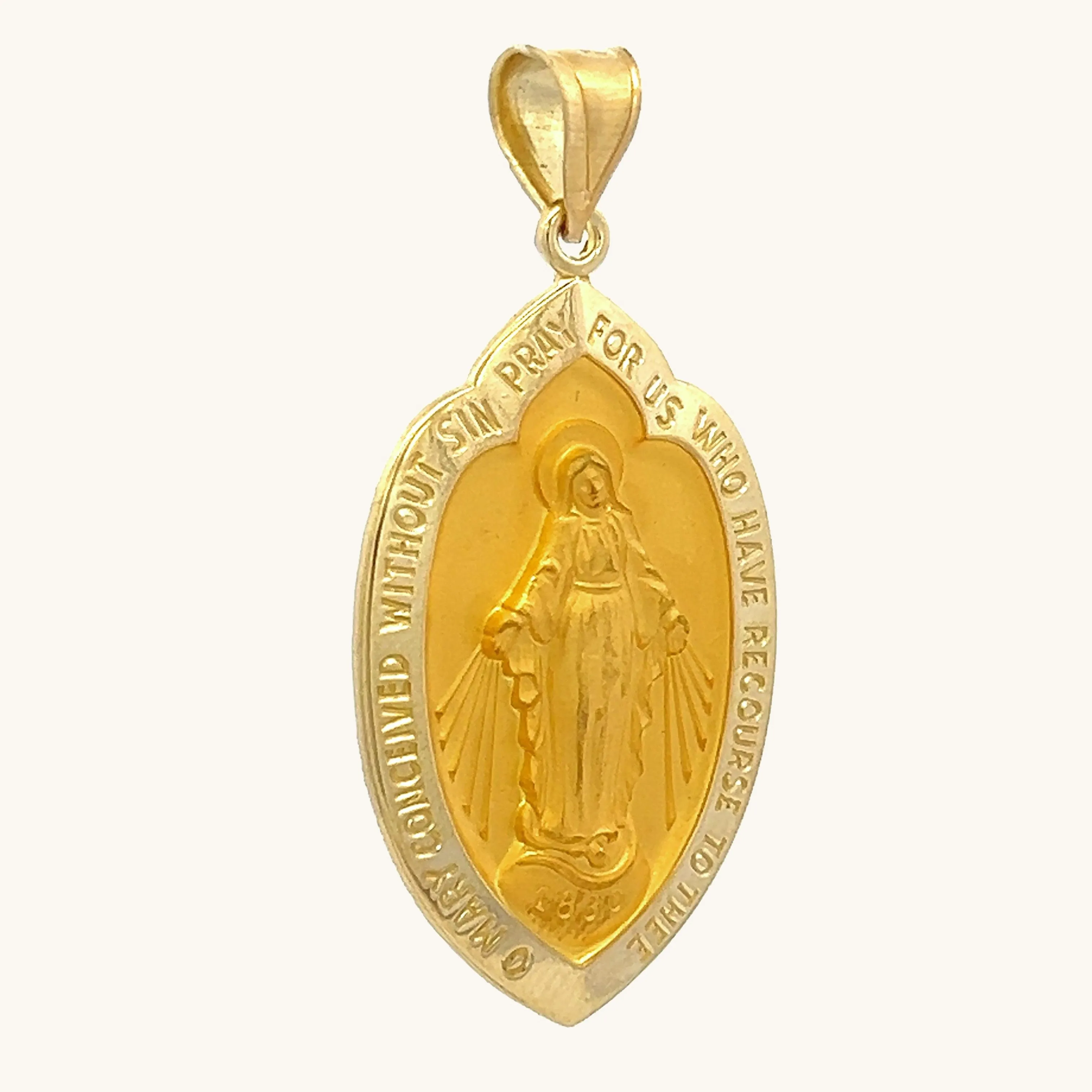 SOLID 14K YELLOW GOLD MIRACULOUS MEDAL | SHIELD