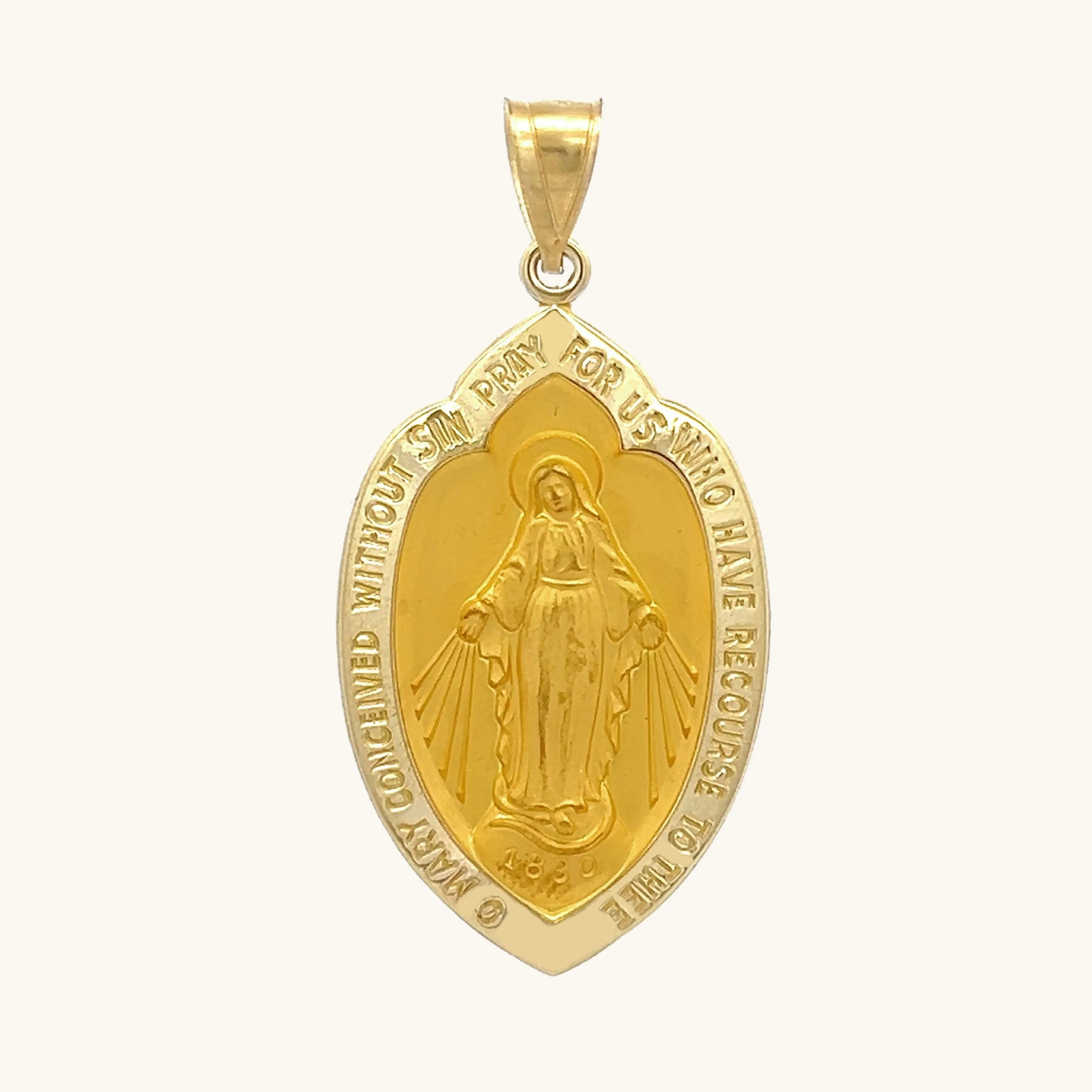 SOLID 14K YELLOW GOLD MIRACULOUS MEDAL | SHIELD