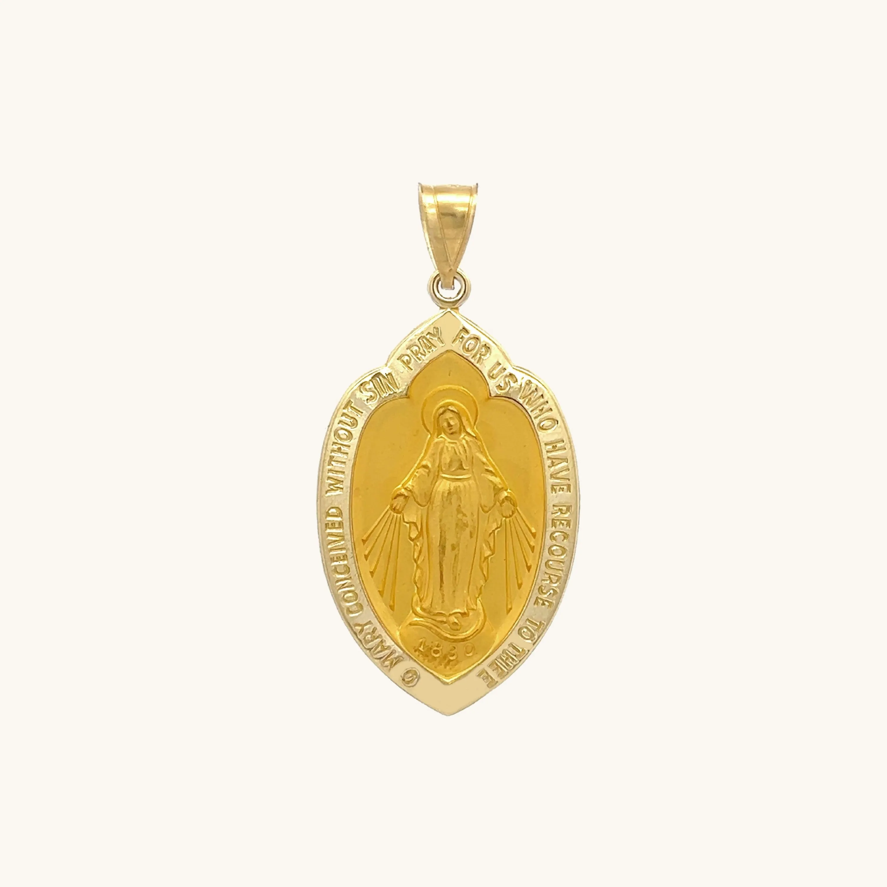 SOLID 14K YELLOW GOLD MIRACULOUS MEDAL | SHIELD