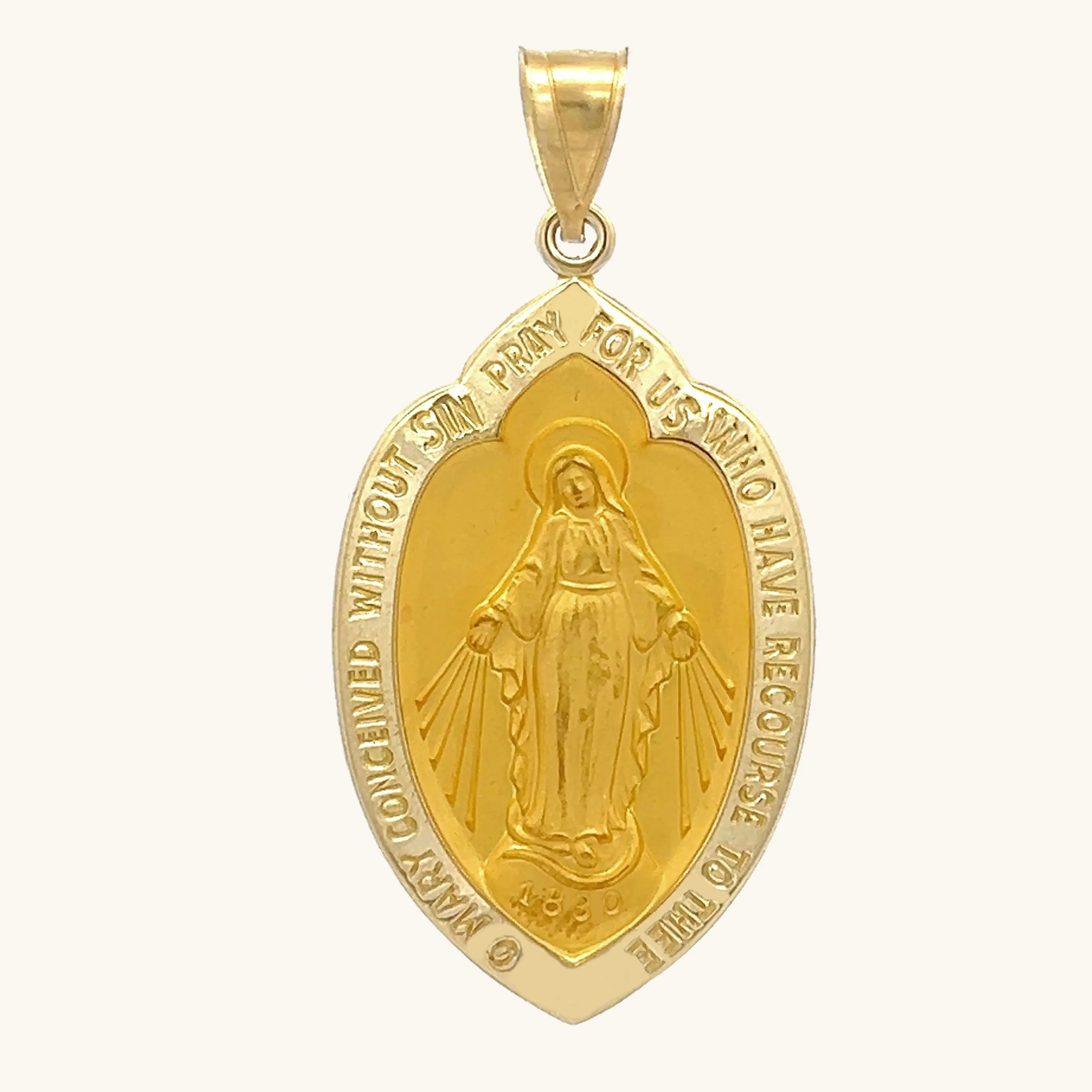 SOLID 14K YELLOW GOLD MIRACULOUS MEDAL | SHIELD