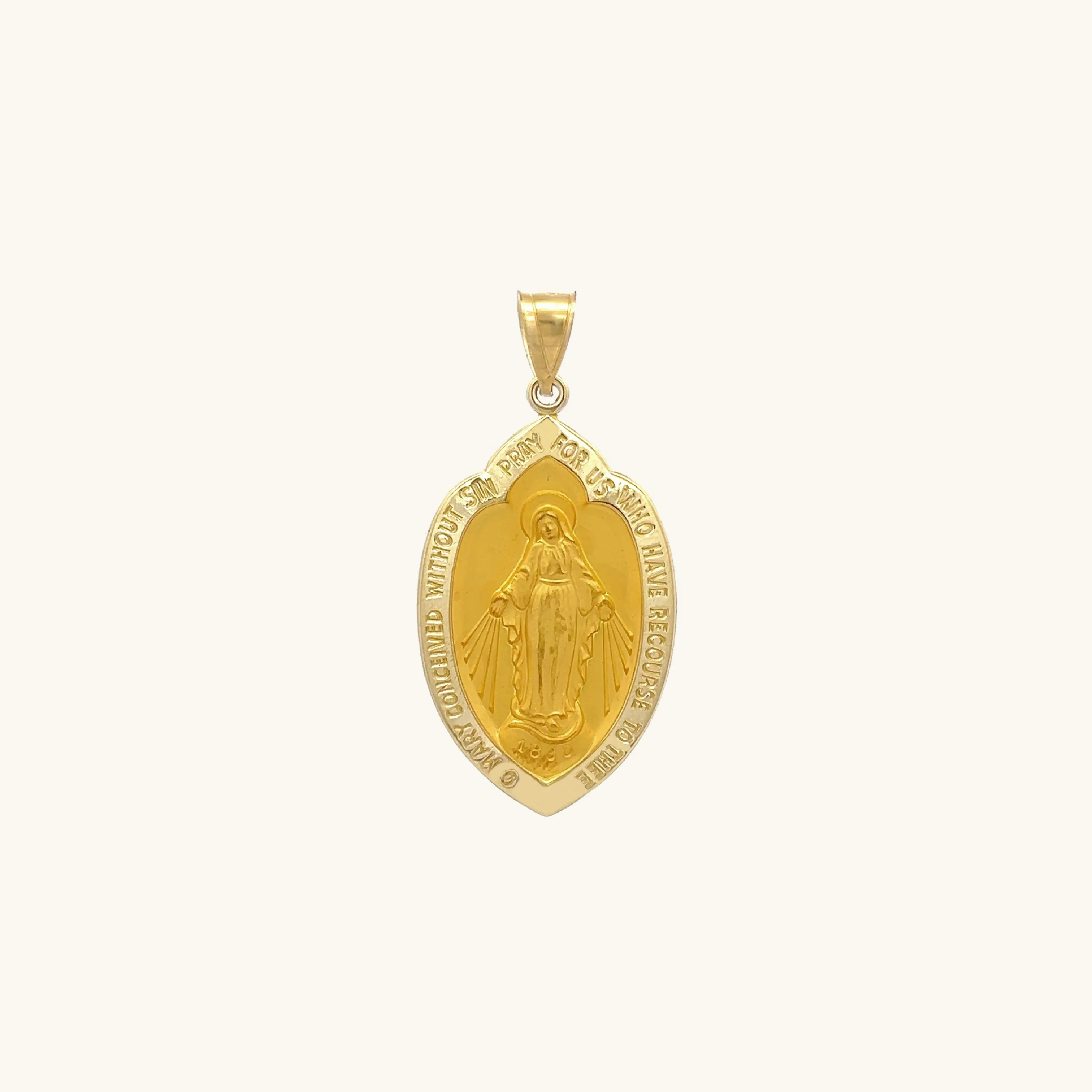 SOLID 14K YELLOW GOLD MIRACULOUS MEDAL | SHIELD