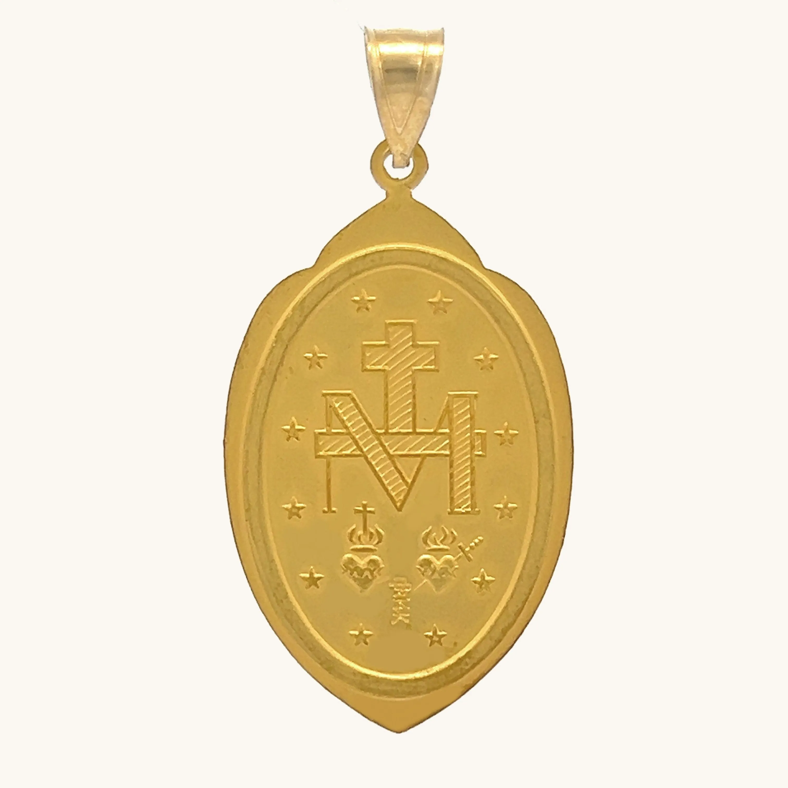 SOLID 14K YELLOW GOLD MIRACULOUS MEDAL | SHIELD