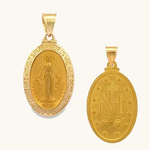 SOLID 18K GOLD MIRACULOUS MEDAL | EXTRA LARGE OVAL