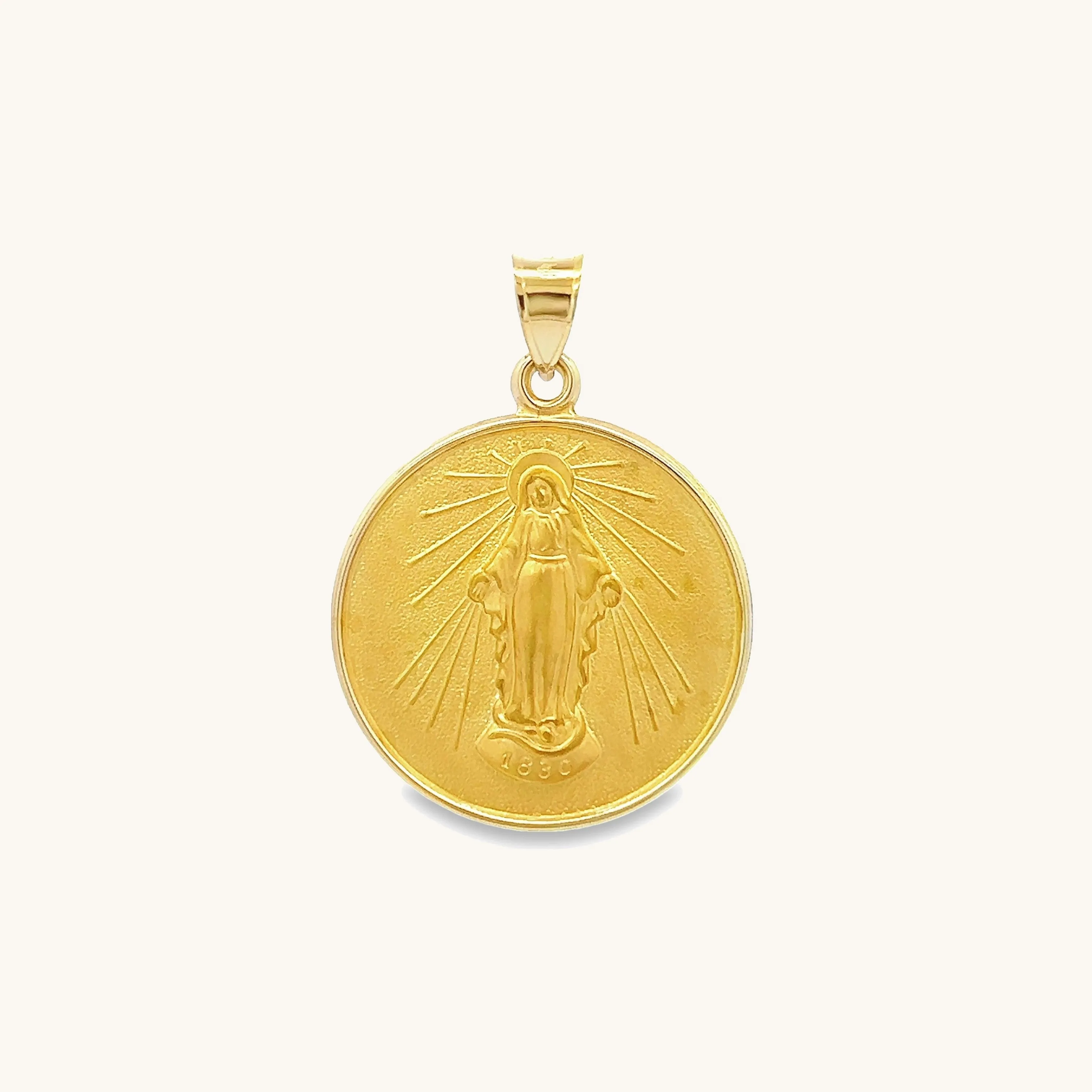 SOLID 18K GOLD MIRACULOUS MEDAL | ROUND