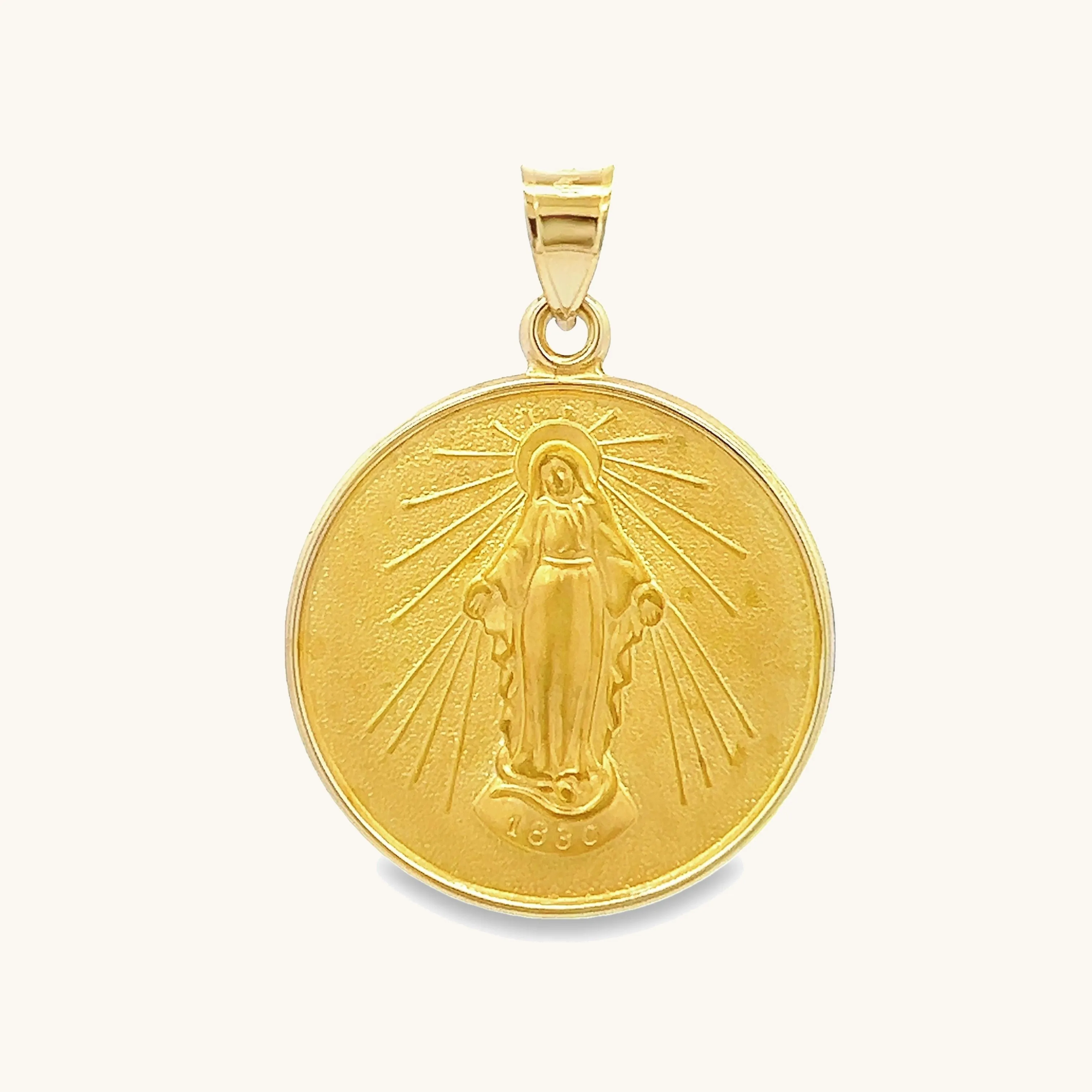 SOLID 18K GOLD MIRACULOUS MEDAL | ROUND
