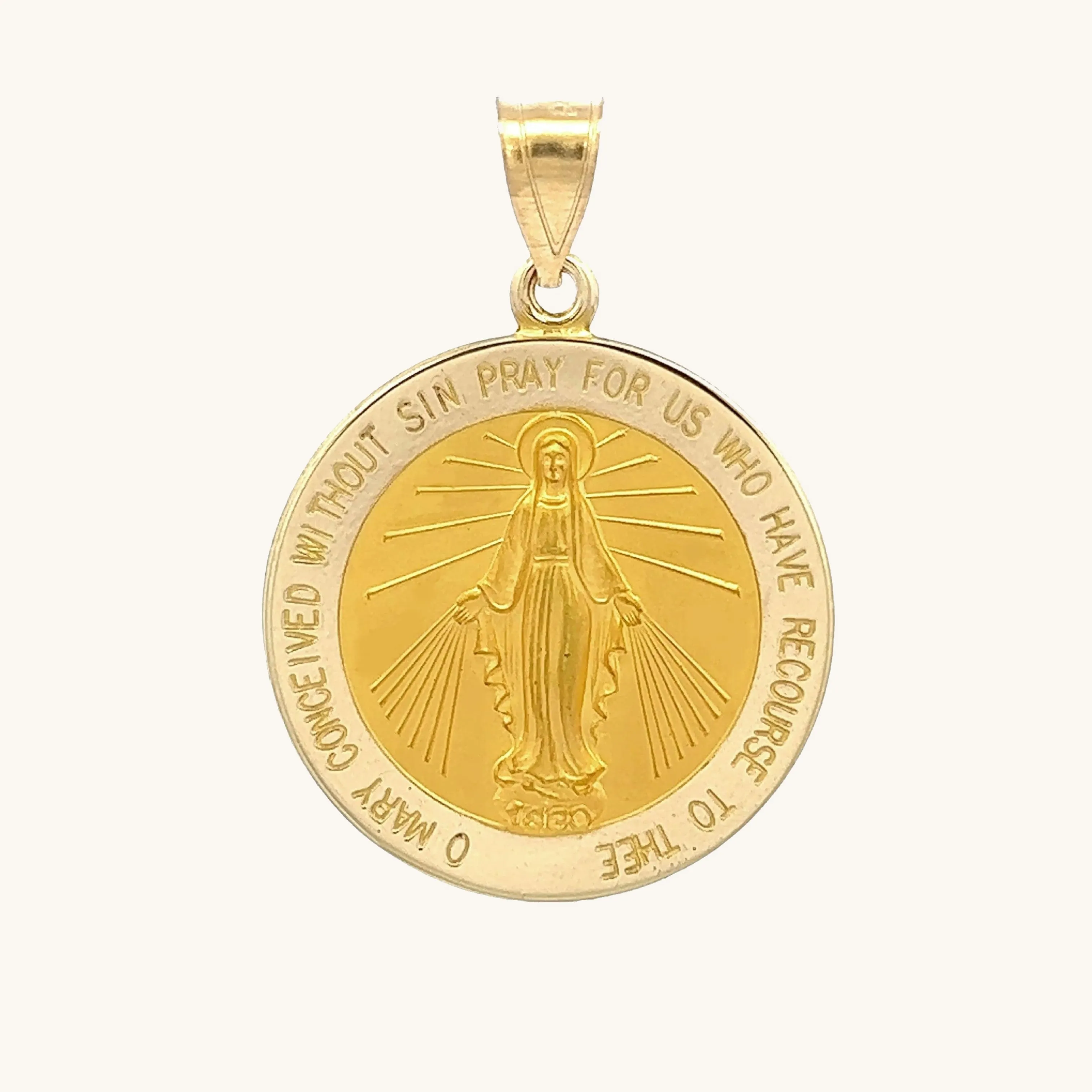 SOLID 18K GOLD MIRACULOUS MEDAL | ROUND