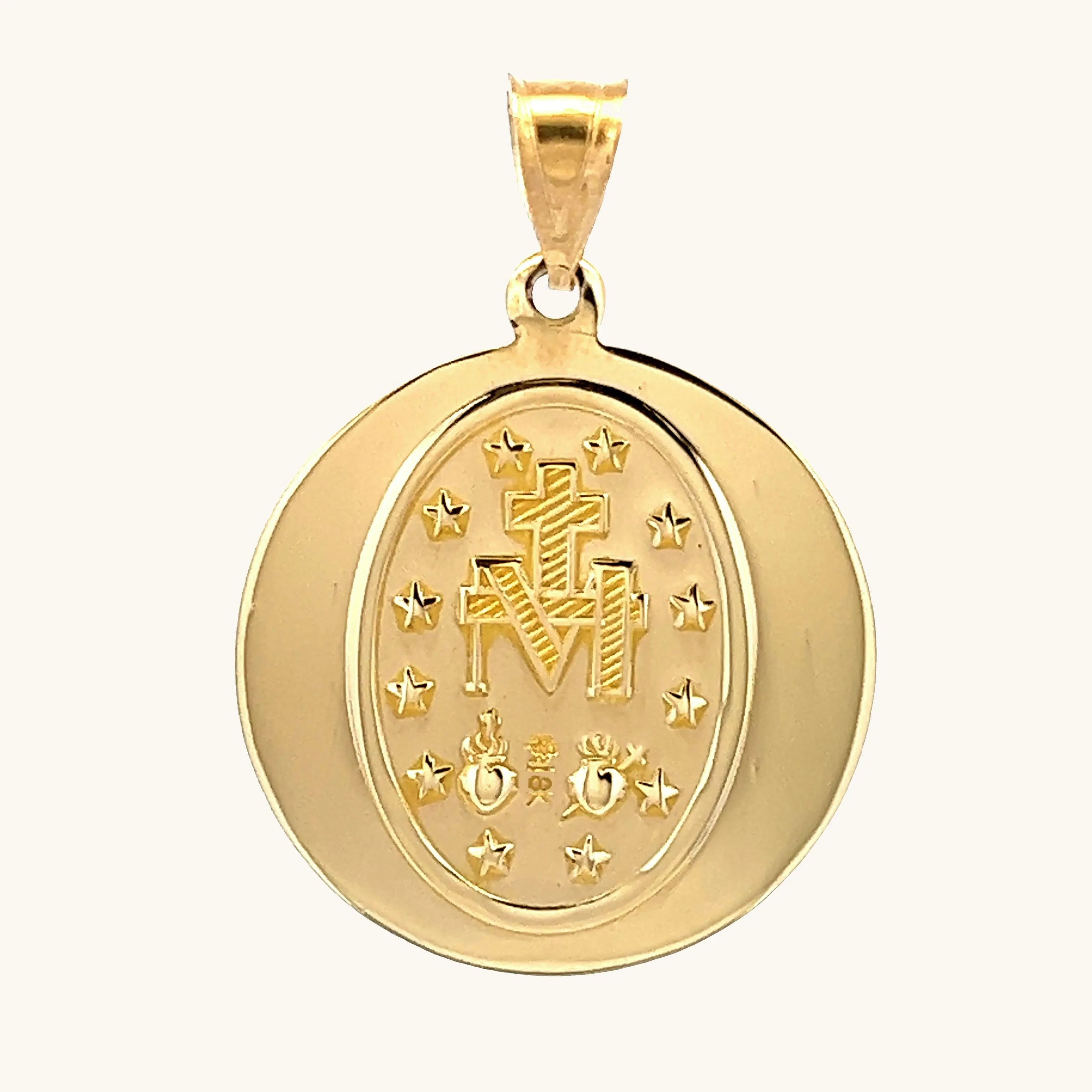 SOLID 18K GOLD MIRACULOUS MEDAL | ROUND
