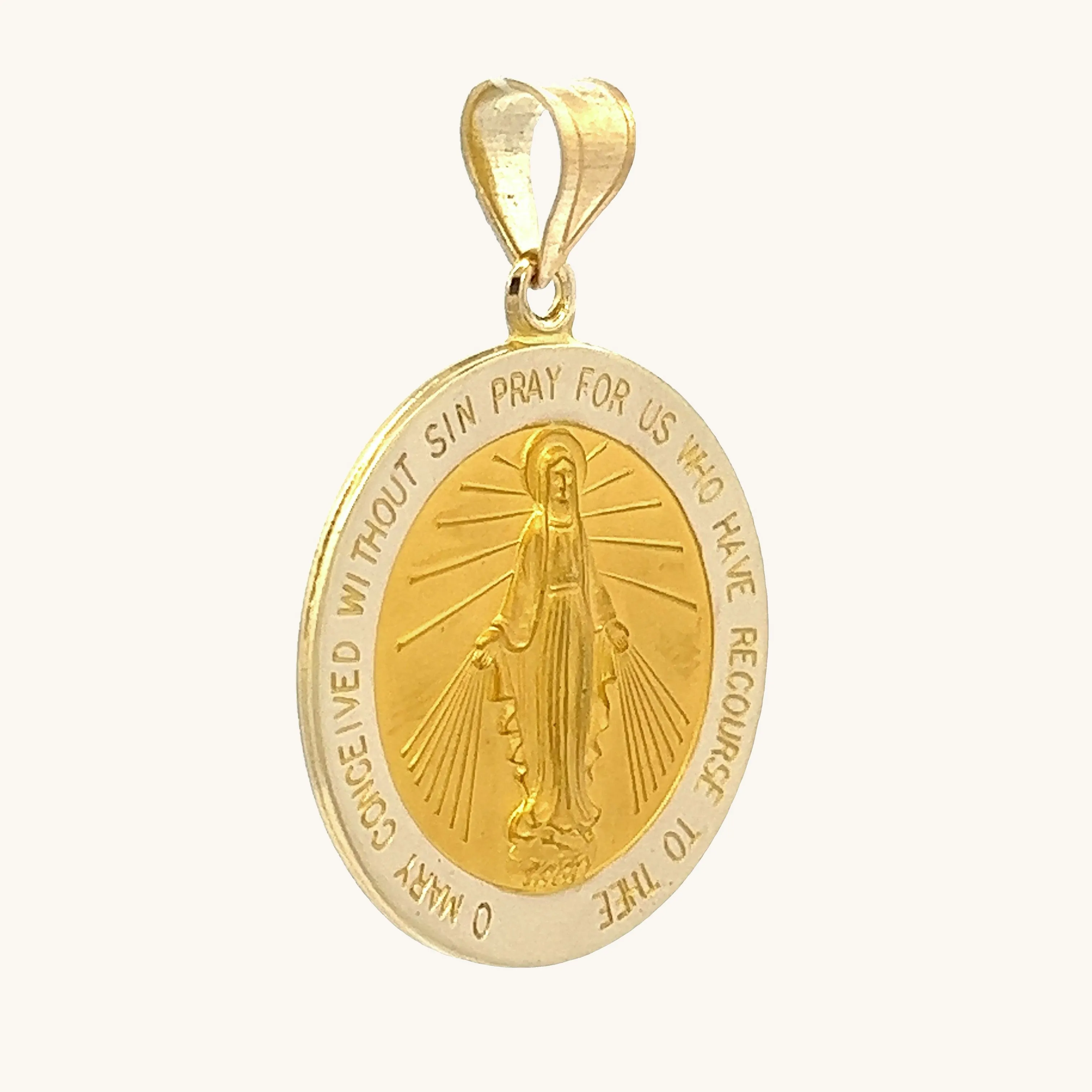 SOLID 18K GOLD MIRACULOUS MEDAL | ROUND