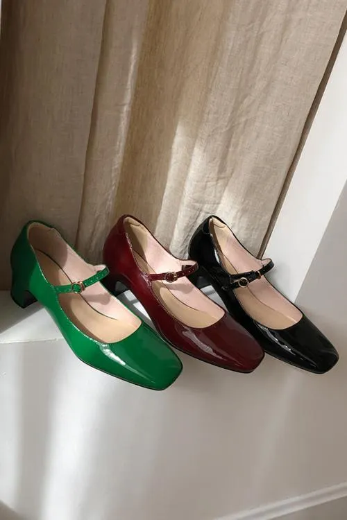Square Toe Heeled Mary Janes