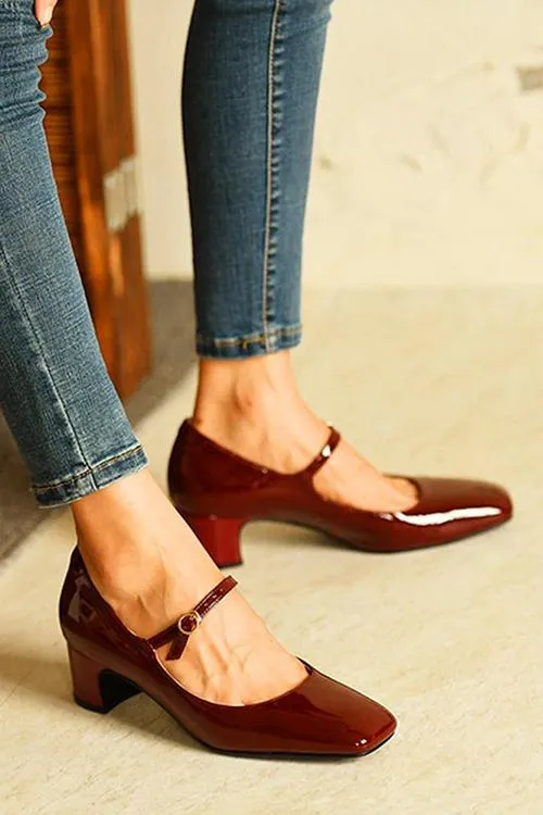 Square Toe Heeled Mary Janes