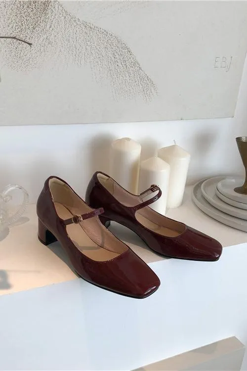 Square Toe Heeled Mary Janes