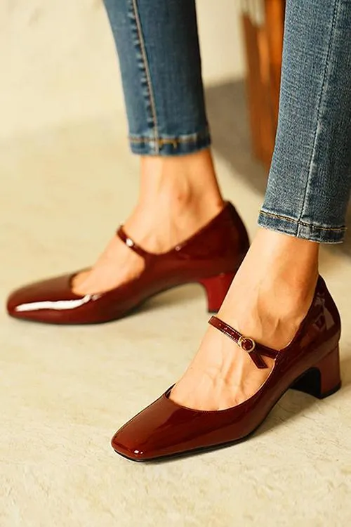Square Toe Heeled Mary Janes