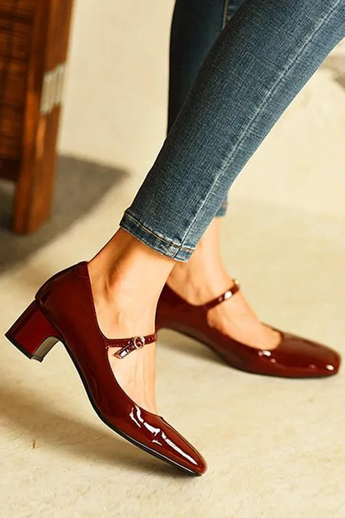 Square Toe Heeled Mary Janes
