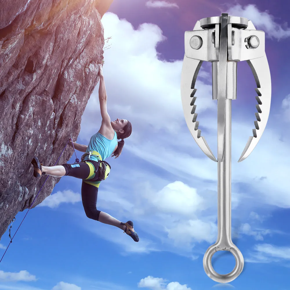 Stainless Steel Foldable 3 Paws Hook Mountain Ice Rock Outdoor Wilderness Survival Carabiner Gear