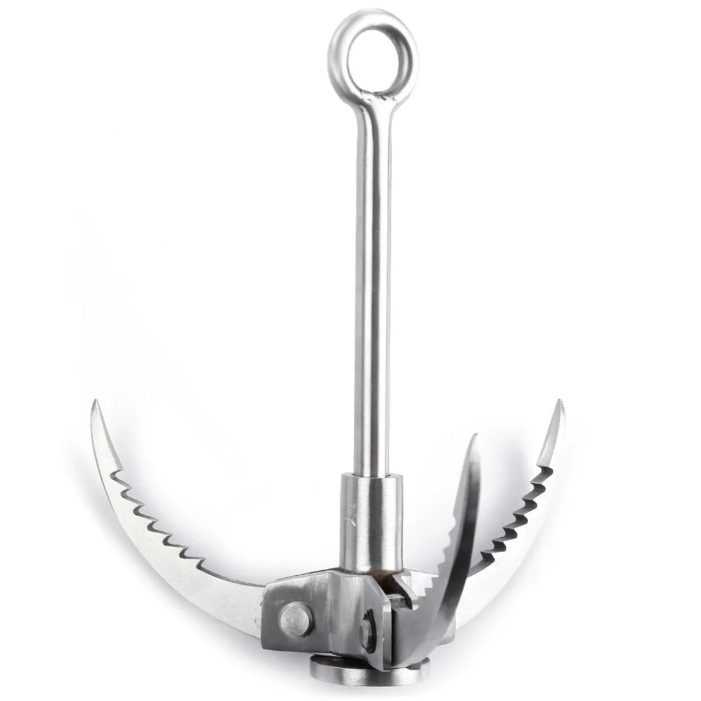 Stainless Steel Foldable 3 Paws Hook Mountain Ice Rock Outdoor Wilderness Survival Carabiner Gear