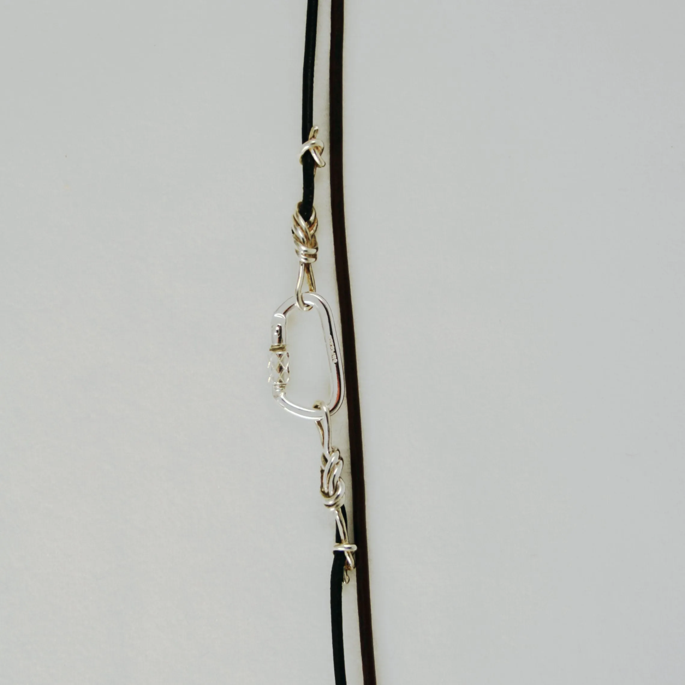 Sterling Figure 8 Knot Leather Cord Necklace - Rock Climbing Jewelry