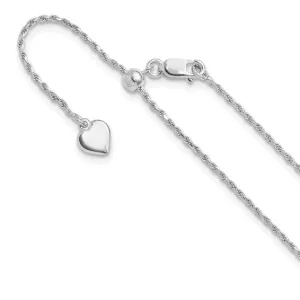 Sterling Silver 1.2mm Adjustable Rope Chain - Various Lengths