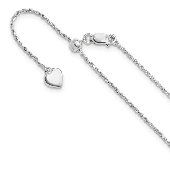 Sterling Silver 1.2mm Adjustable Rope Chain - Various Lengths