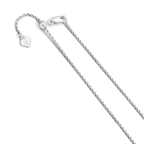 Sterling Silver 1.2mm Adjustable Rope Chain - Various Lengths