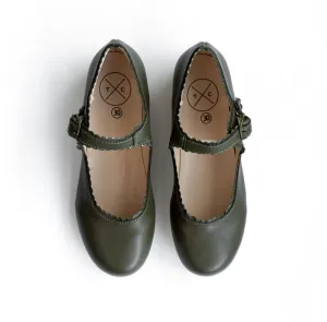 Tannery   Co Moss Mary Janes - Dark Olive