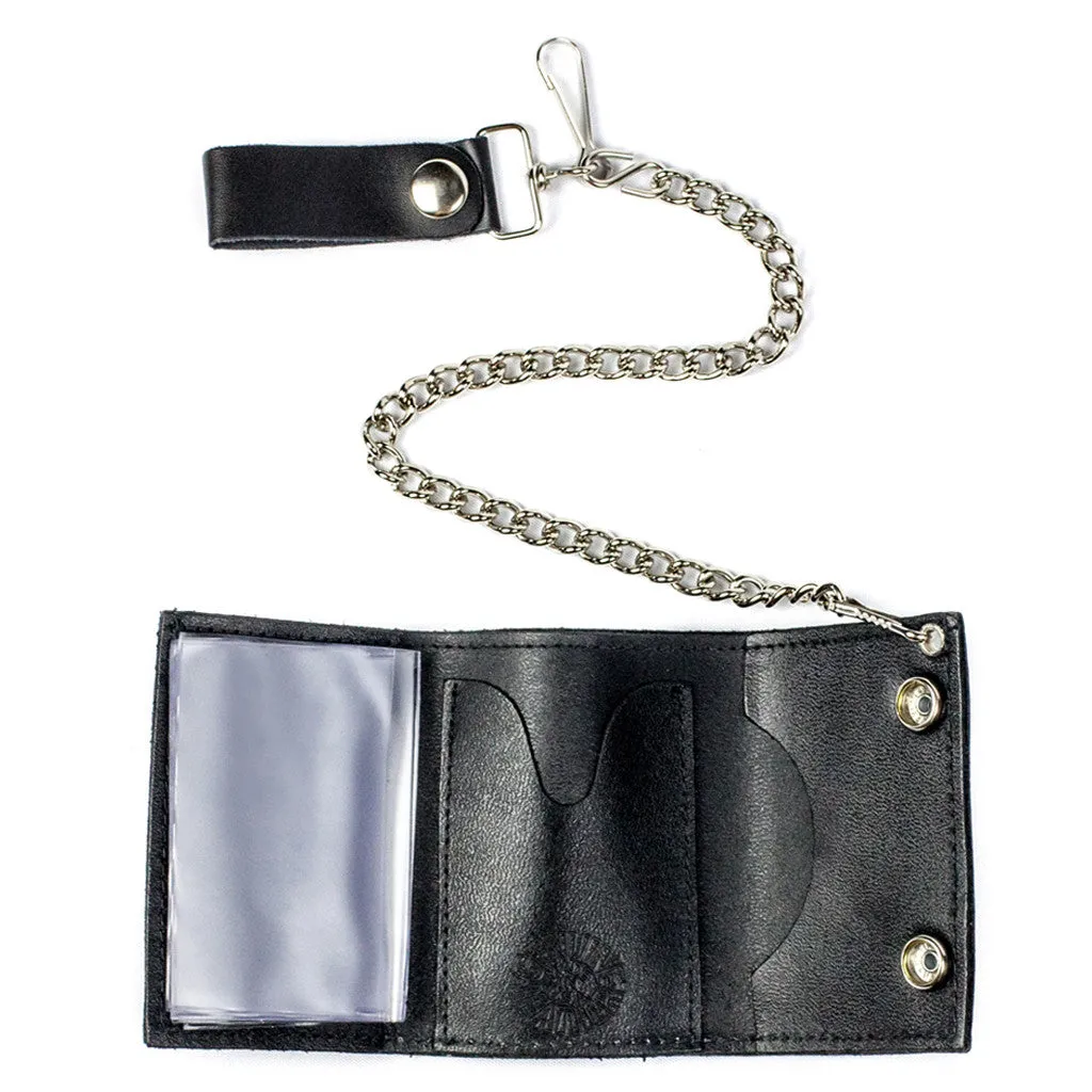 TC304CC-97 Tri-Fold Wallet w/ Chain- Virgin Mary w/ Roses