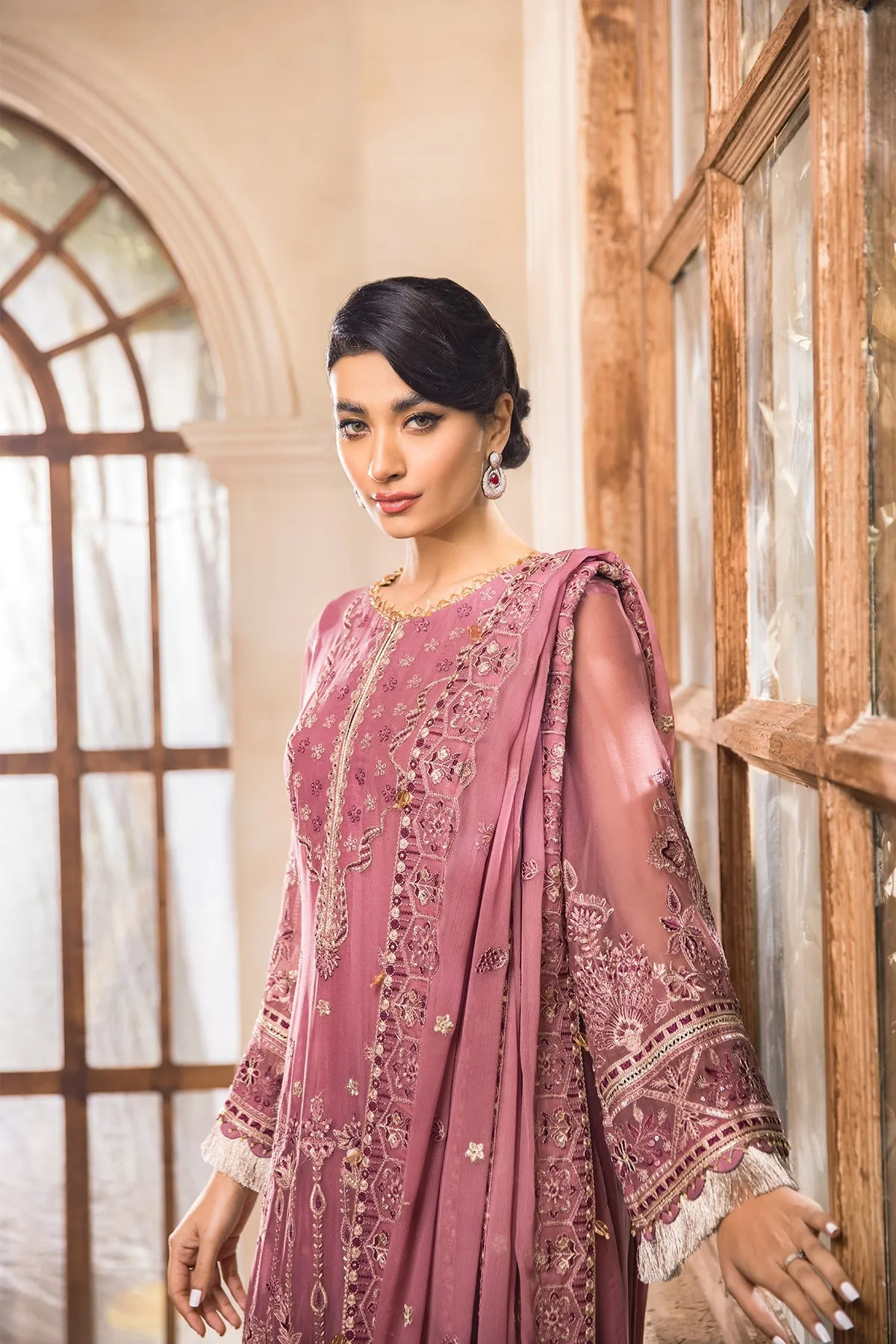 Tea Pink Salwar Kameez with Embroidery Work #PF436