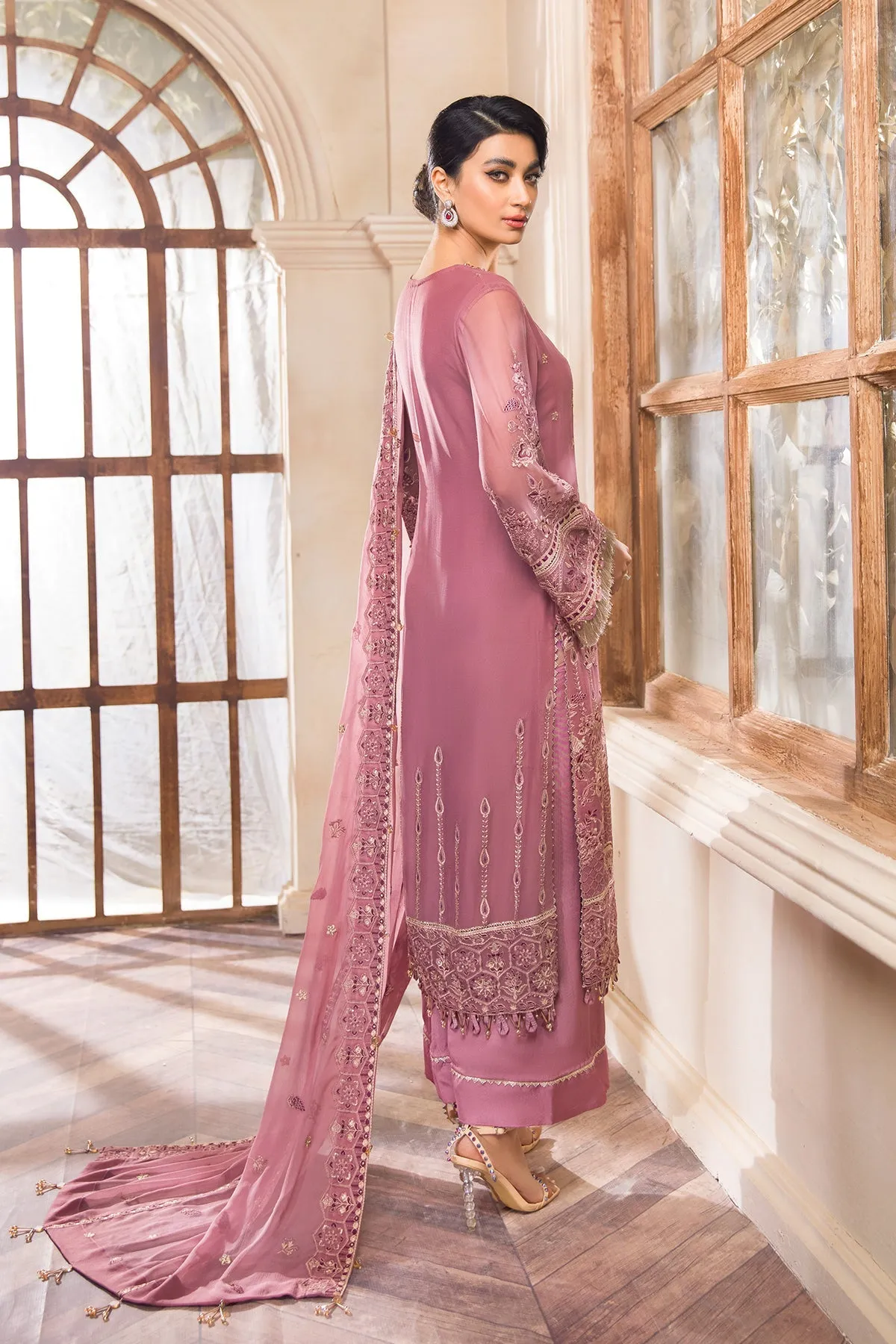 Tea Pink Salwar Kameez with Embroidery Work #PF436
