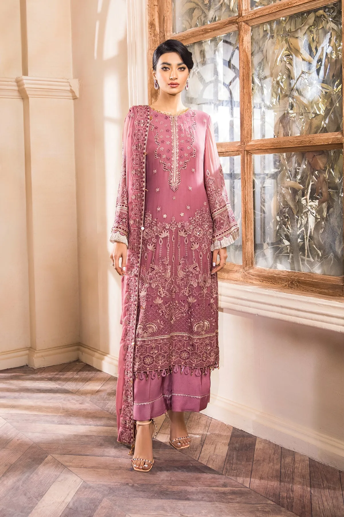 Tea Pink Salwar Kameez with Embroidery Work #PF436