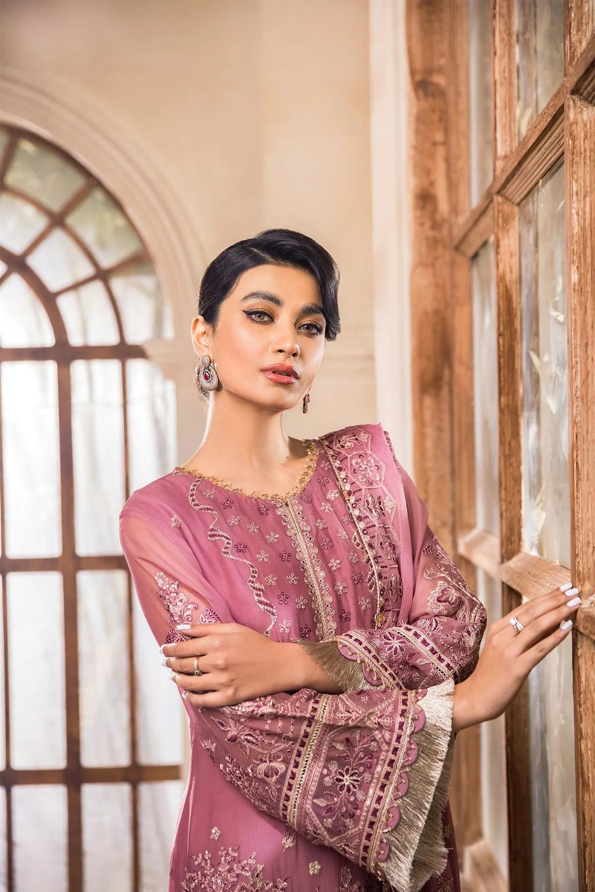 Tea Pink Salwar Kameez with Embroidery Work #PF436