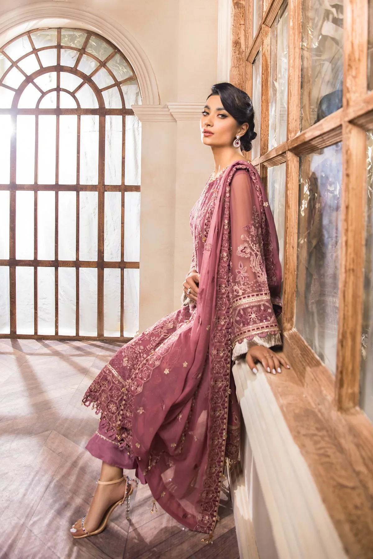 Tea Pink Salwar Kameez with Embroidery Work #PF436