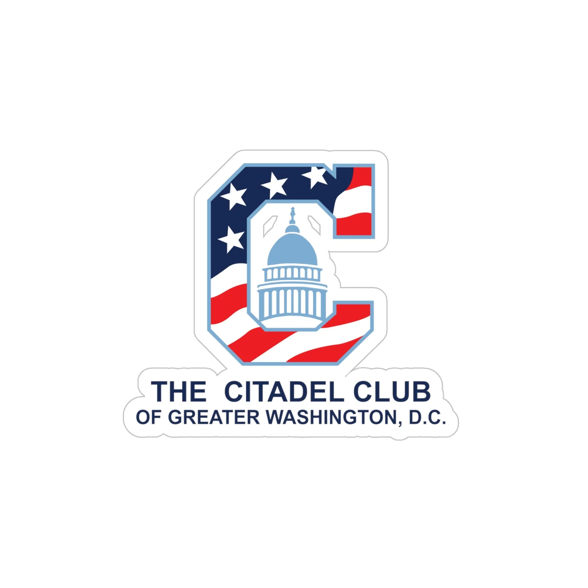 The Citadel, Alumni Club, Greater Washington D.C. Club Logo, Light Blue Transparent Outdoor Stickers, Die-Cut, 1pcs