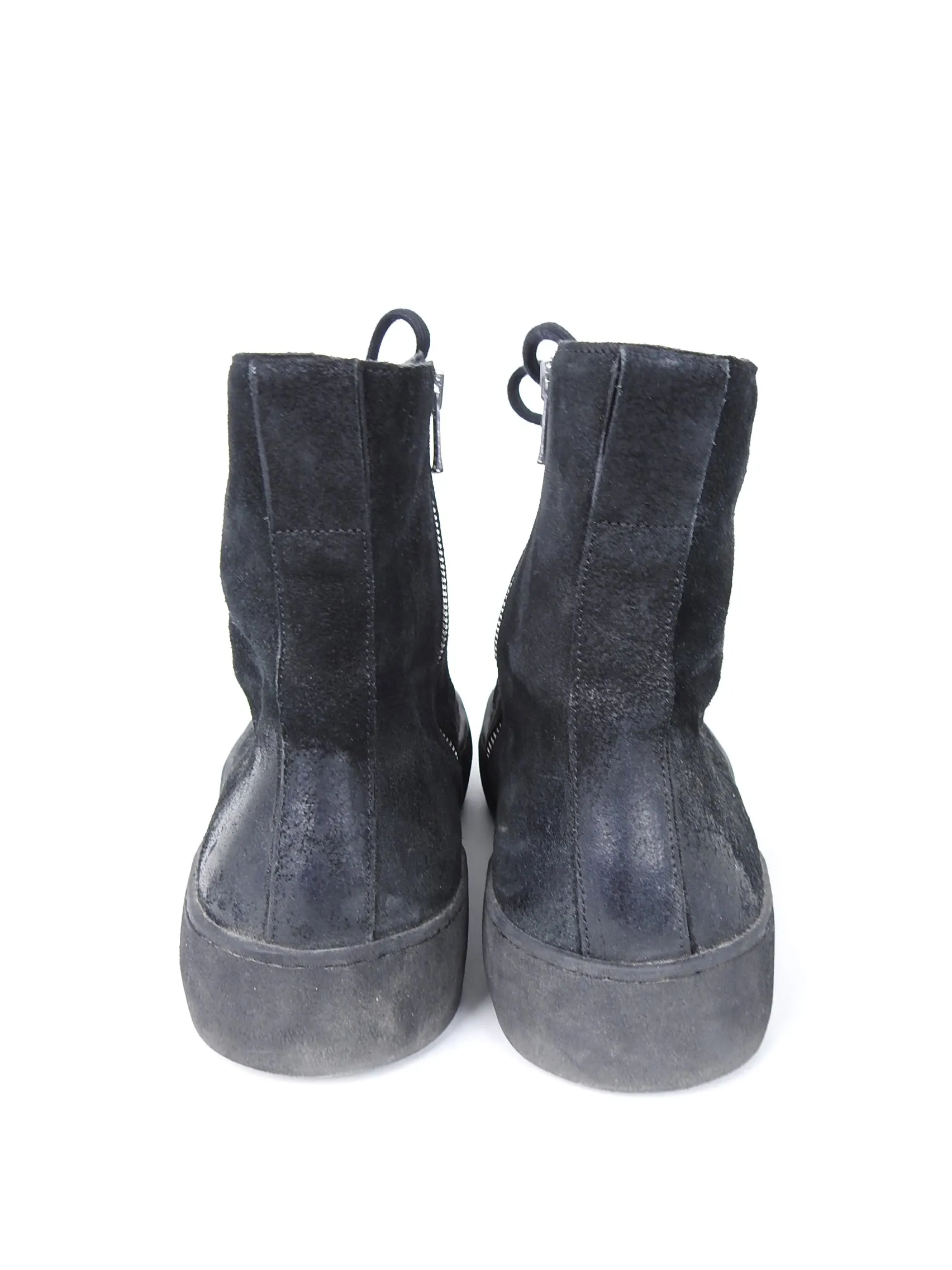 The Last Conspiracy Black Waxed Suede Side Zip Lace Up High Top Sneaker - 11