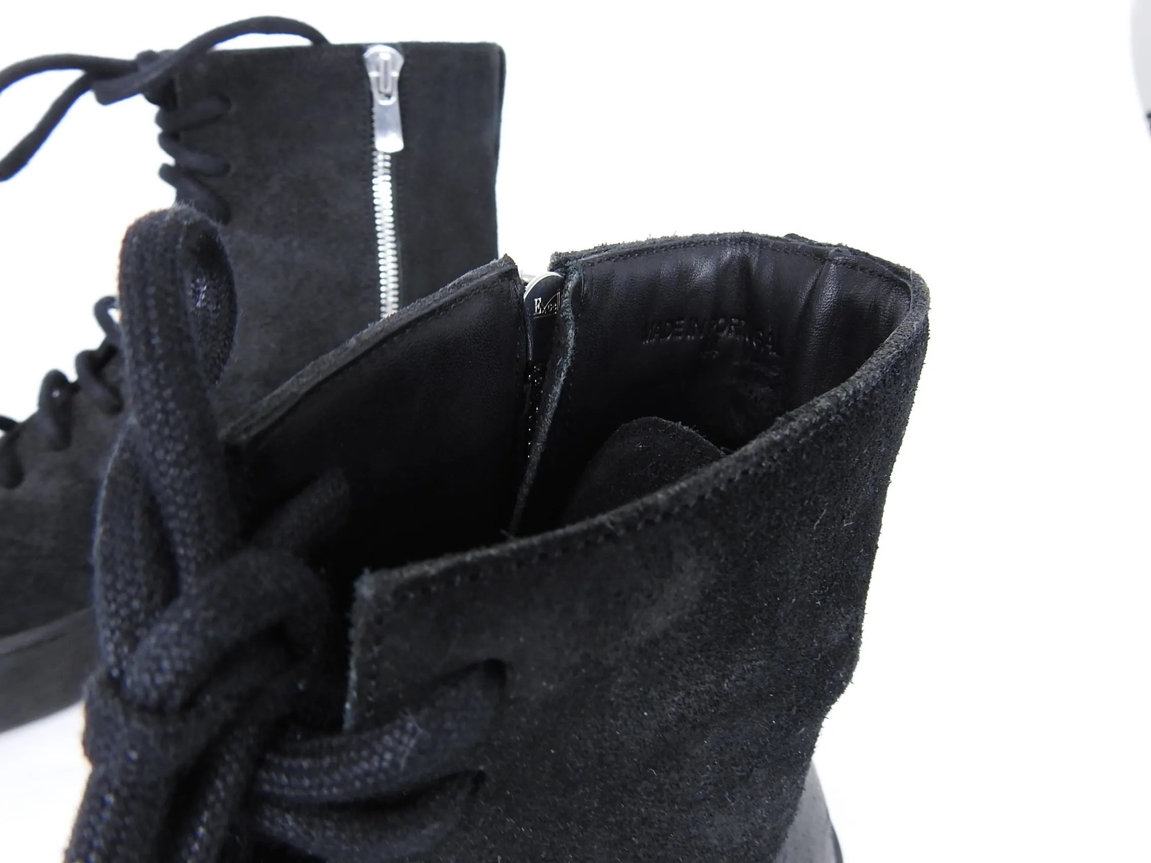 The Last Conspiracy Black Waxed Suede Side Zip Lace Up High Top Sneaker - 11
