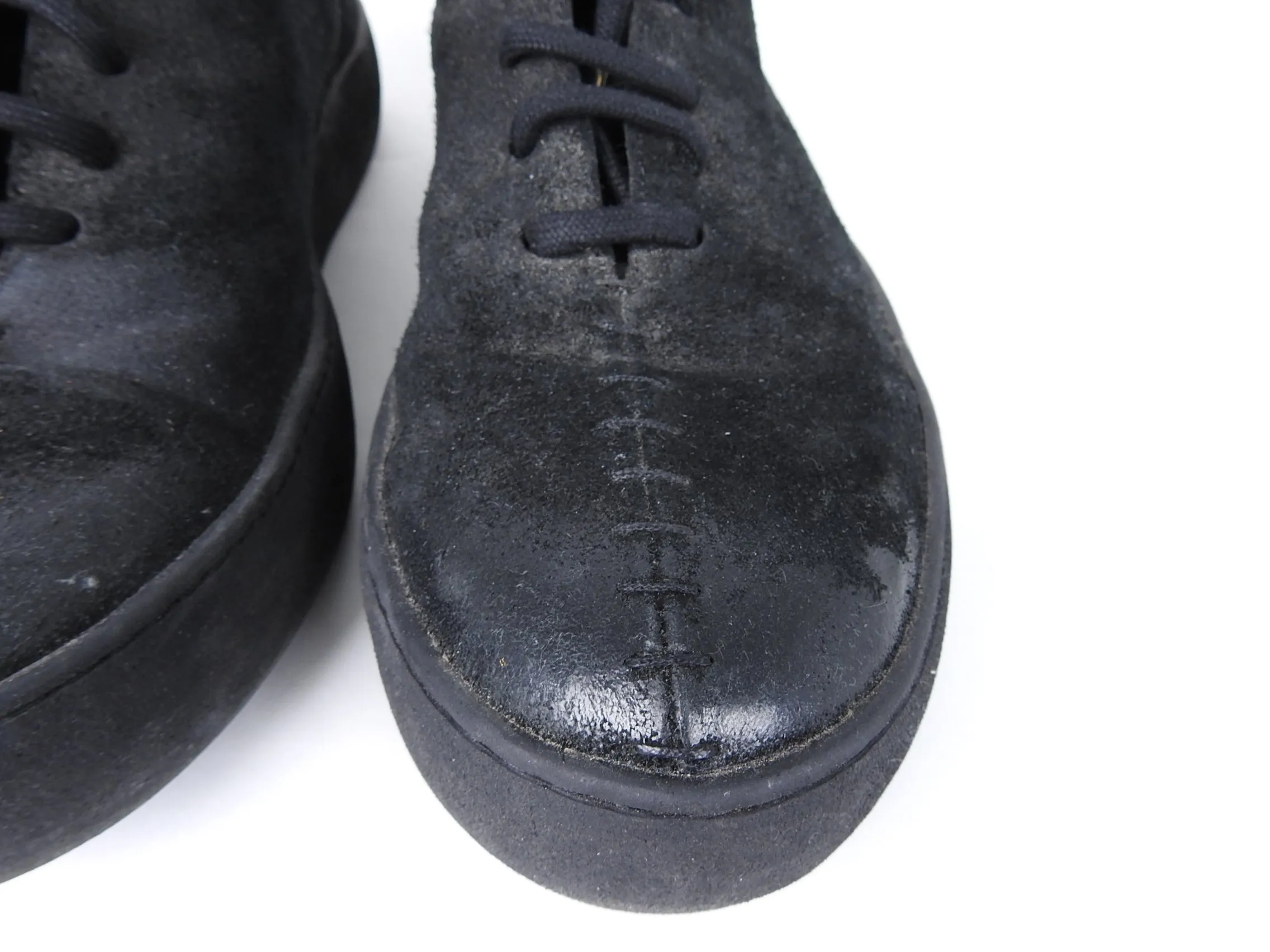 The Last Conspiracy Black Waxed Suede Side Zip Lace Up High Top Sneaker - 11