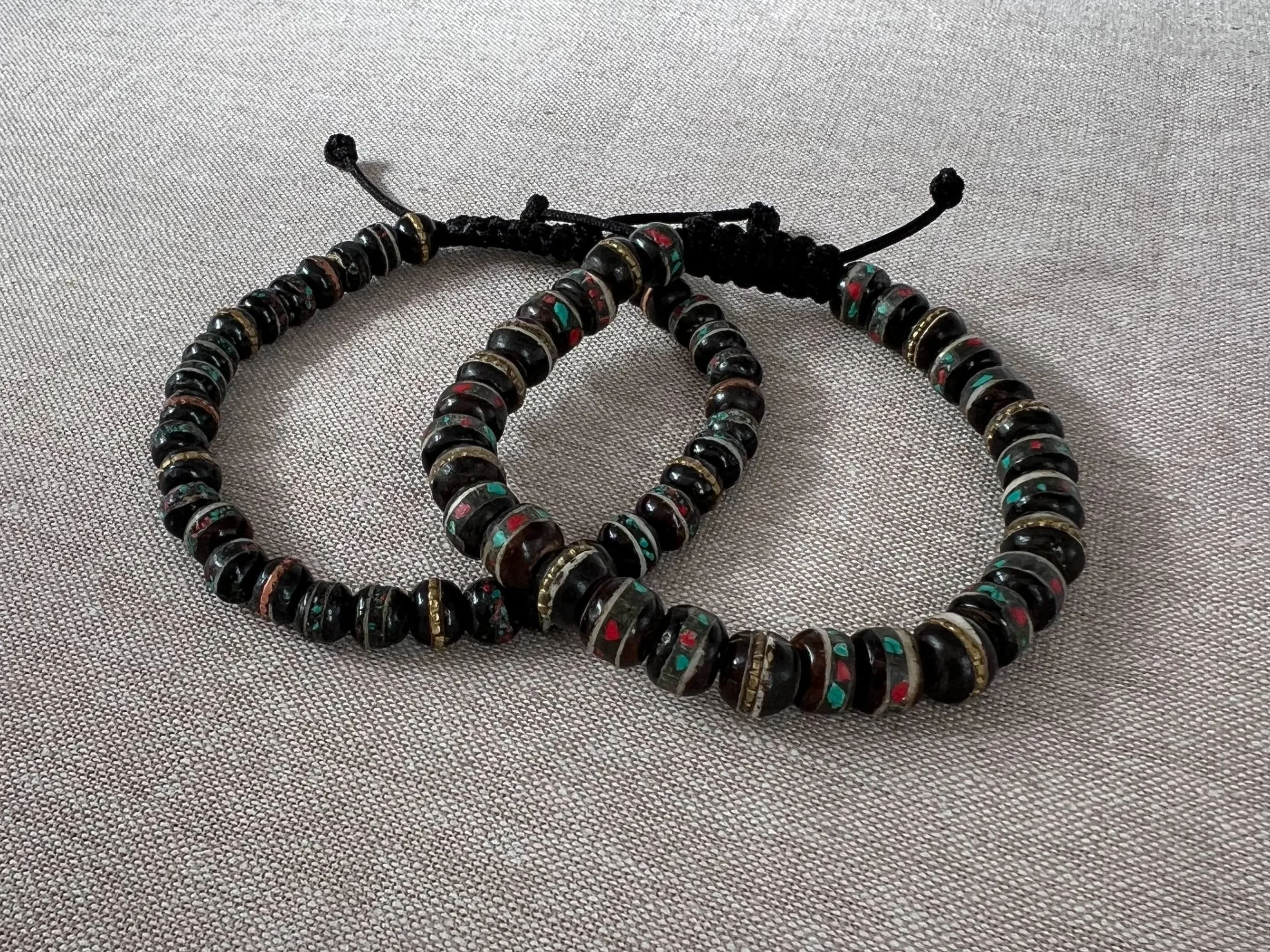 Tibetan Prayer Bead Adjustable Slide Bracelet