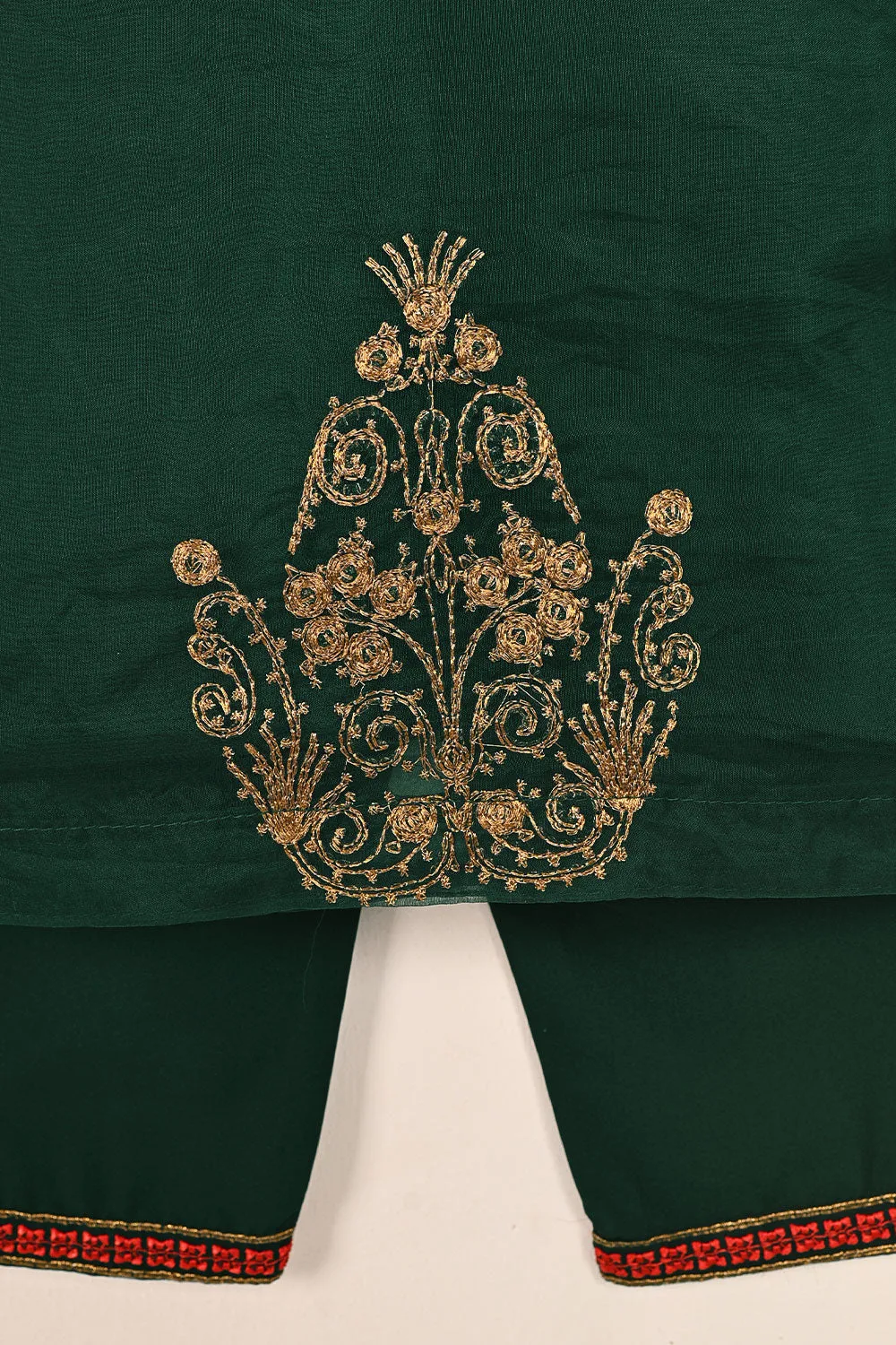 TKF-149-Green - Kids 3Pc Organza Embroidered Formal Dress