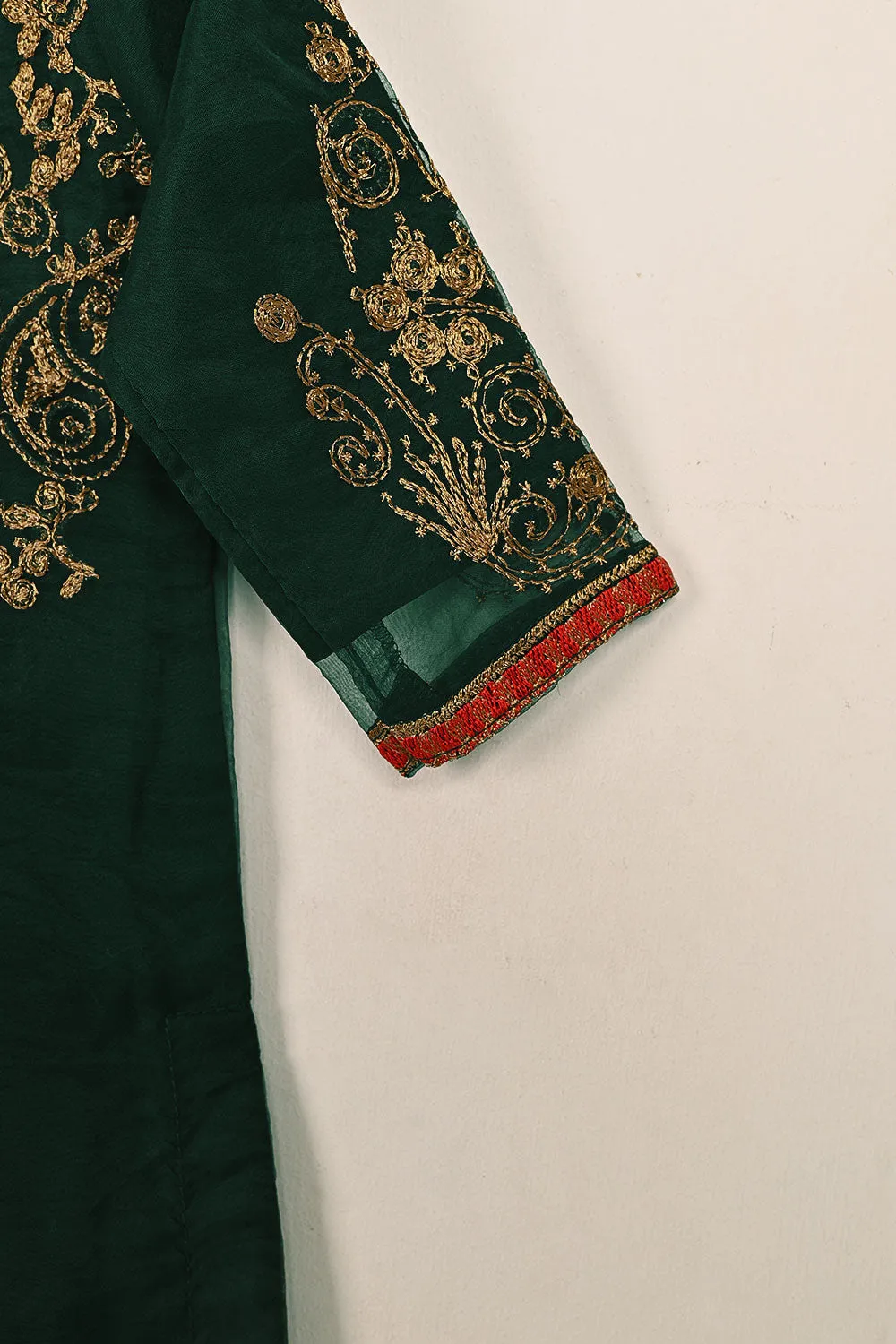 TKF-149-Green - Kids 3Pc Organza Embroidered Formal Dress