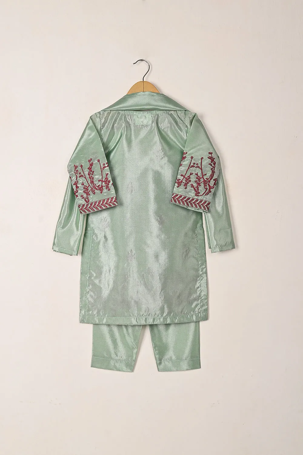 TKF-271-Sea Green - Kids 3Pc Ready to Wear Silk Embroidered Dress