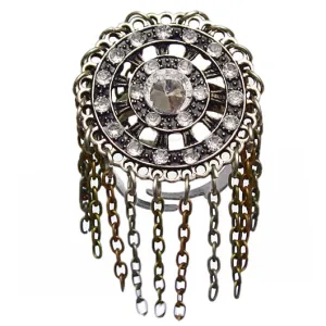 Tri-color Spinning Wheel Rhinestone Adjustable Chain Ring