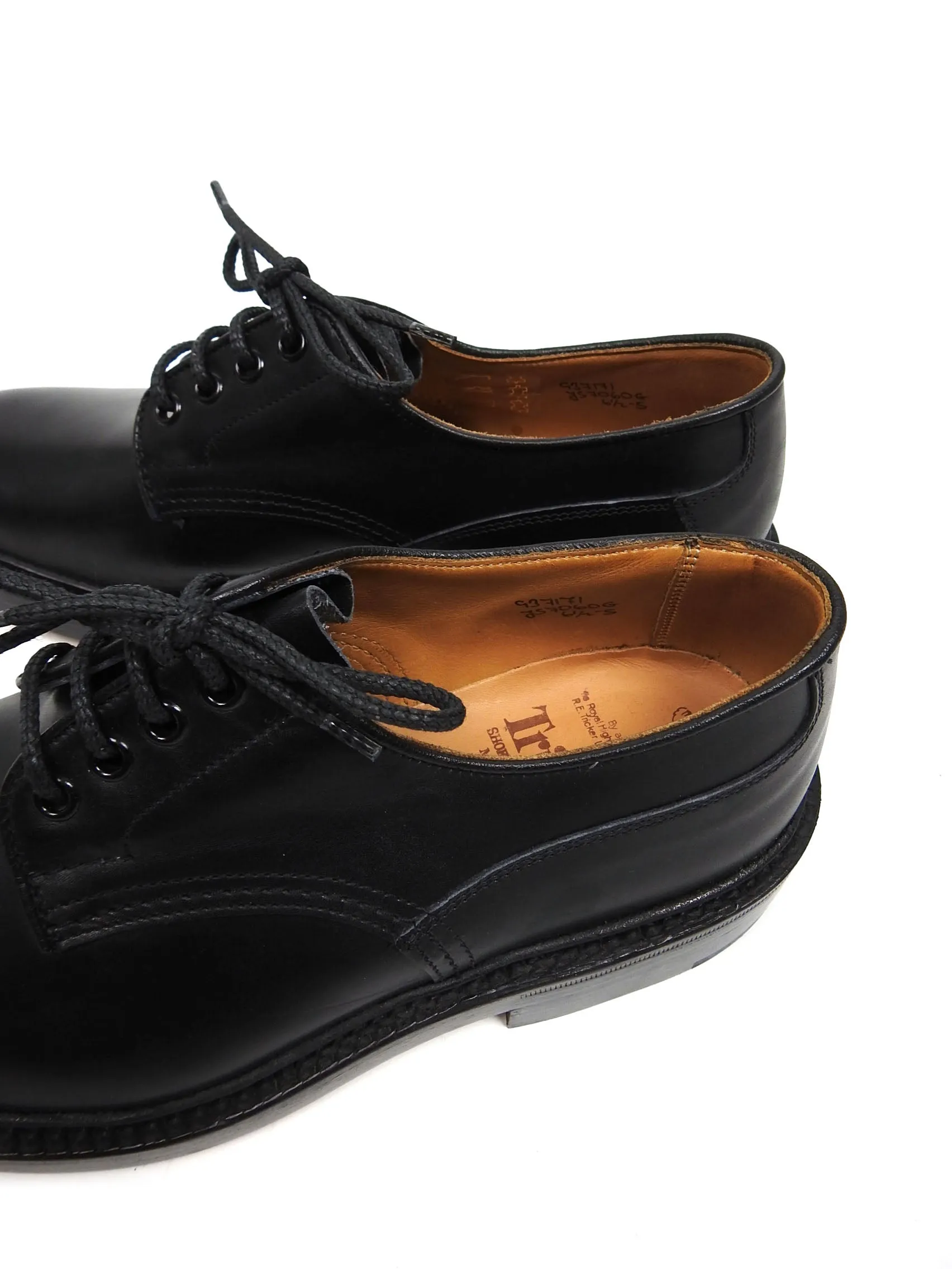 Trickers Black Plain Derby Fit US8