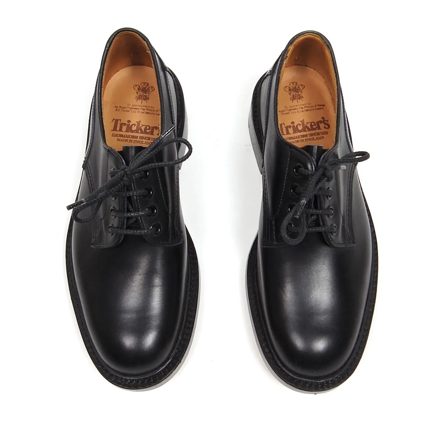 Trickers Black Plain Derby Fit US8